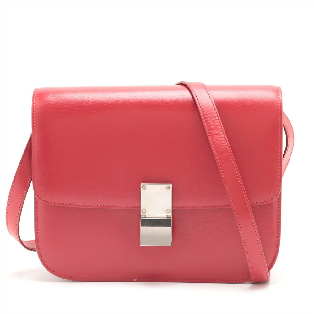 Celine Classic Box Leather Shoulder bag Red